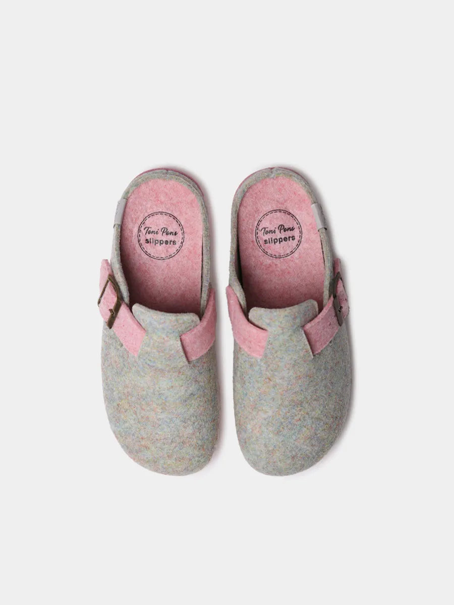 Zapatillas de casa mujer - Slipper de mujer tipo zueco con hebilla en fieltro reciclado | MIMA-FR  - Toni Pons  