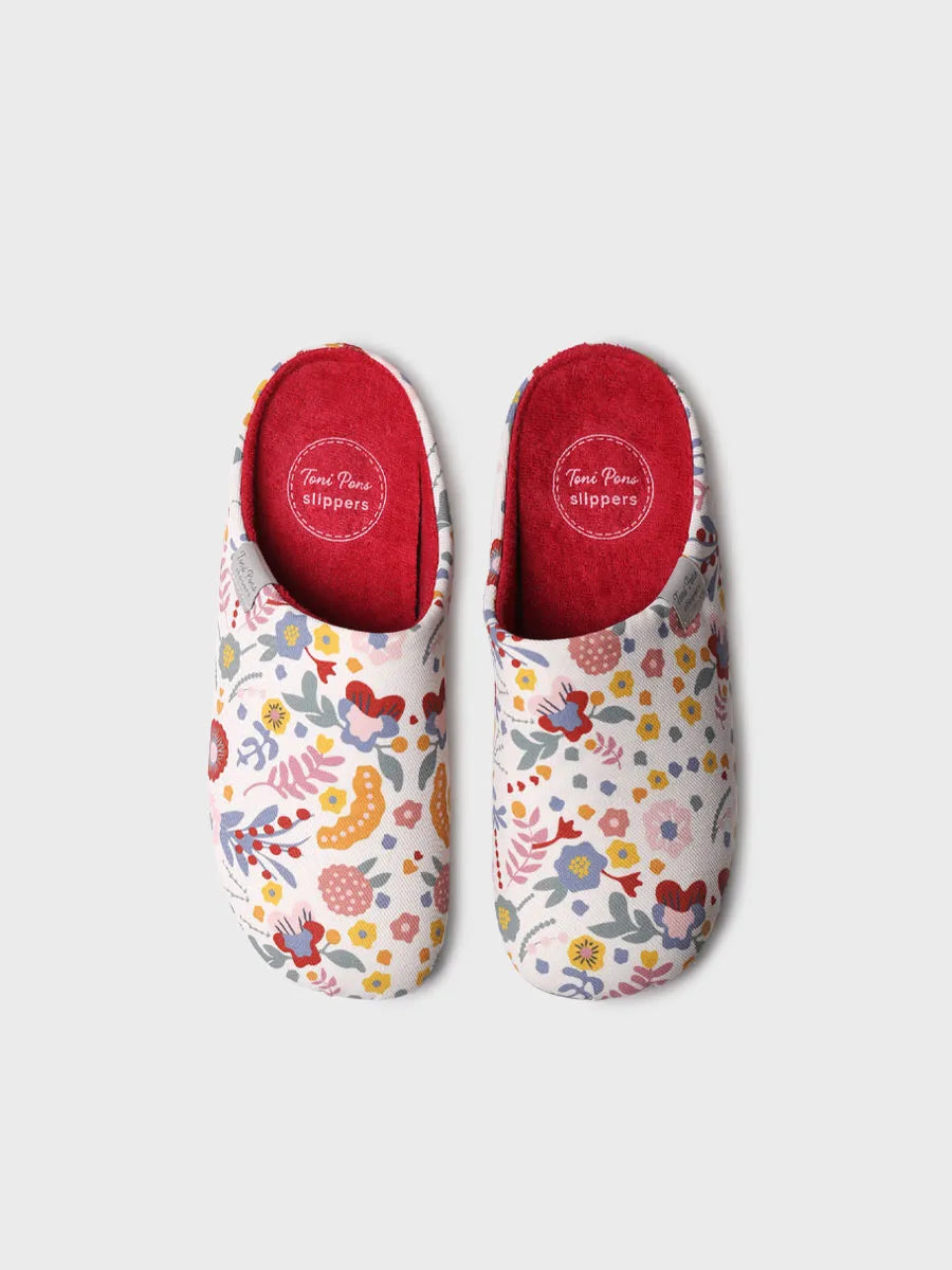 zapatillas mujer - Zapatilla de casa tipo zueco de mujer en algodón estampado | MIMI-TJ  - Toni Pons  