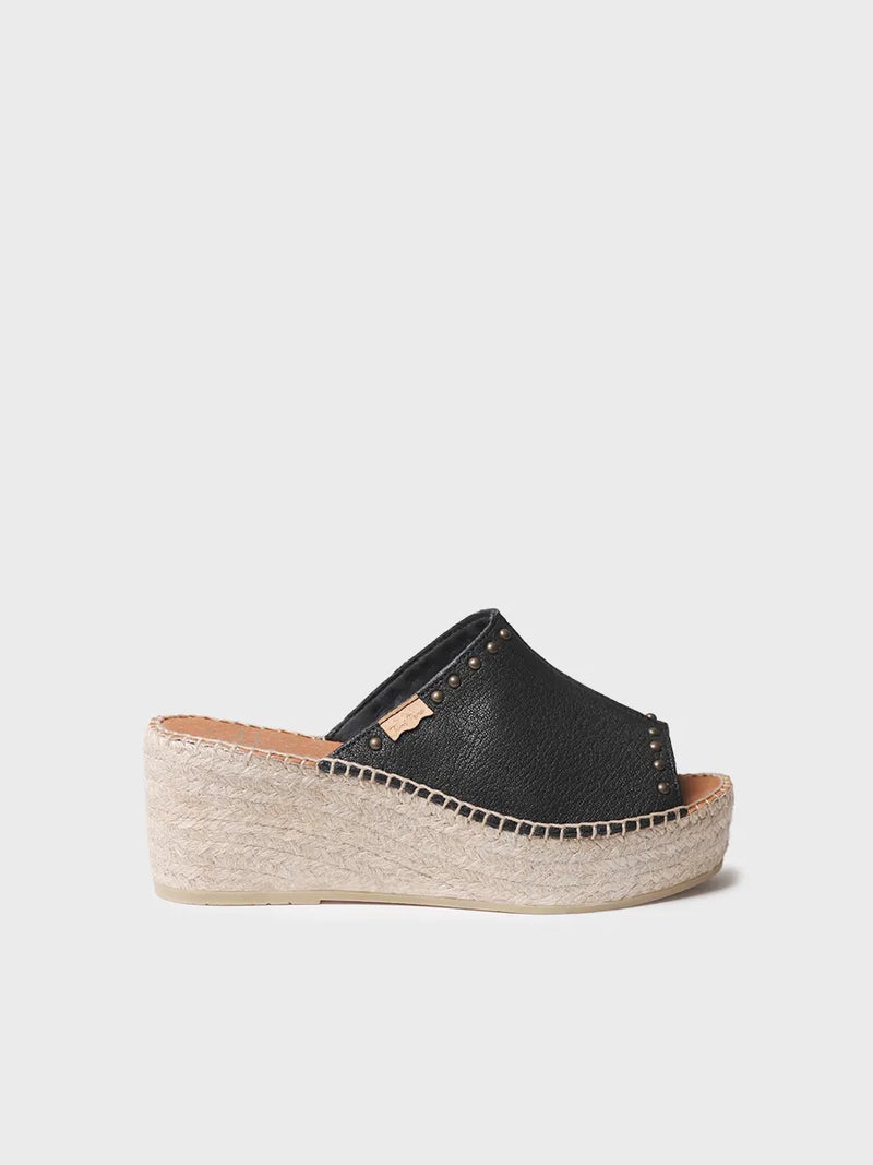 zapatillas mujer - Alpargata destalonada de mujer en piel con cuña y tachuelas | MODENA  - Toni Pons  