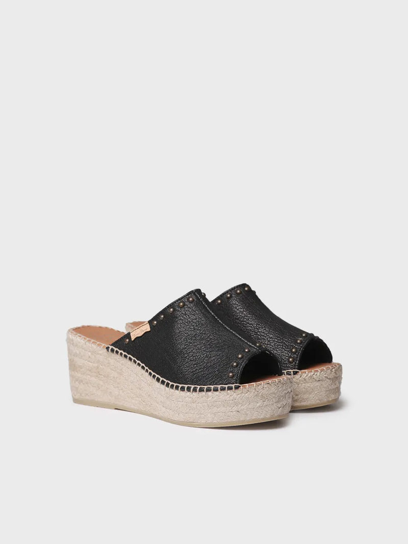 zapatillas mujer - Alpargata destalonada de mujer en piel con cuña y tachuelas | MODENA  - Toni Pons  