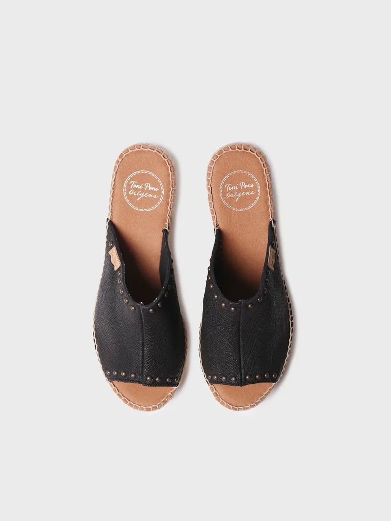 zapatillas mujer - Alpargata destalonada de mujer en piel con cuña y tachuelas | MODENA  - Toni Pons  