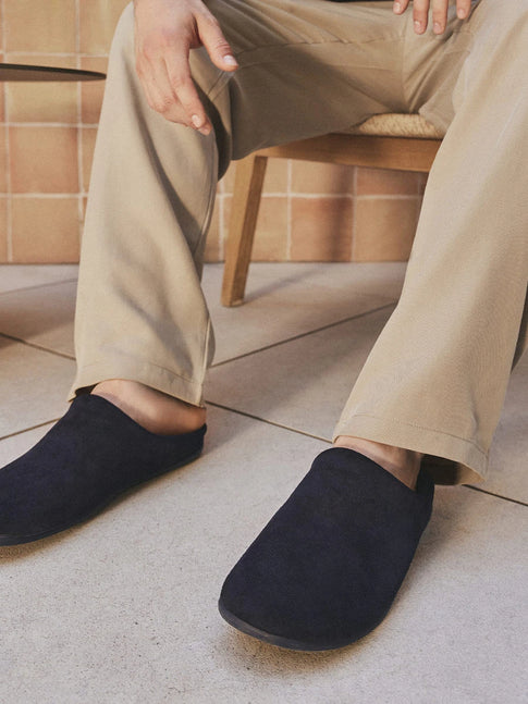 Open leather slipper with interior lining for men | NAPOLI