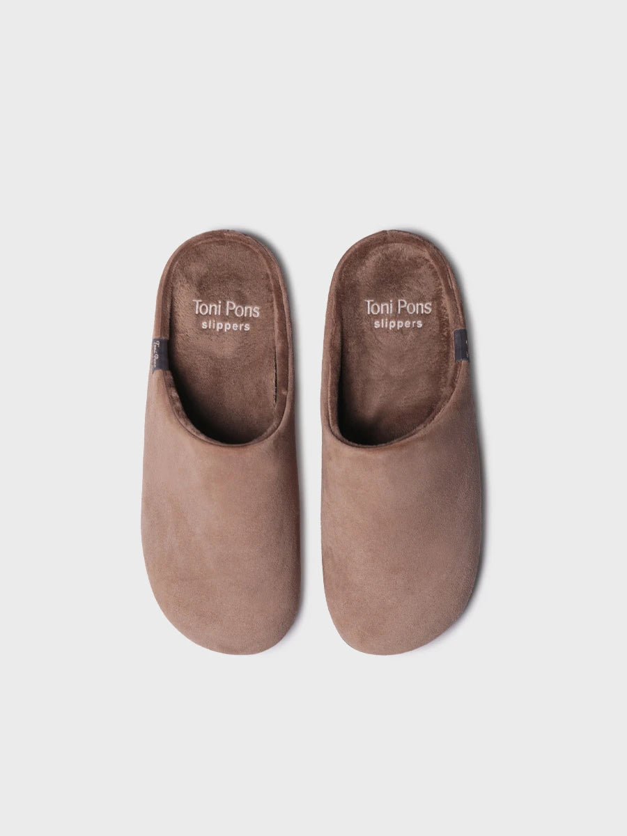 Slipper oberta de pell amb folre interior per a home | NAPOLI