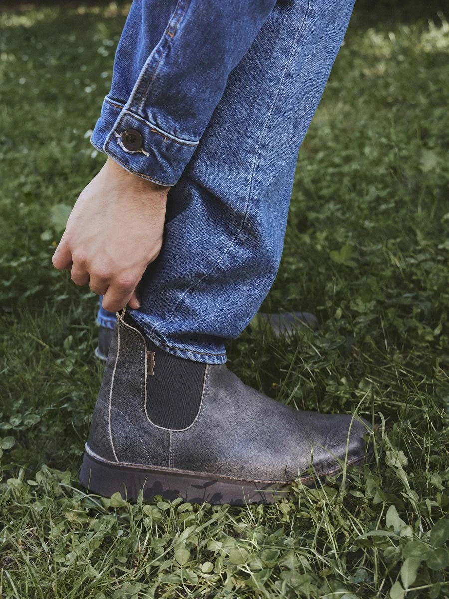 Lederstiefelette mit Seitenelastik für Herren | OCTAVI