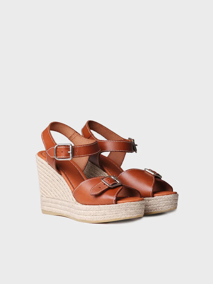 sandalias mujer - Alpargata de mujer en piel con cuña alta | OLGA  - Toni Pons  