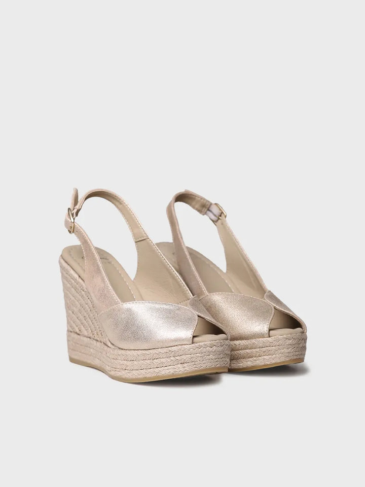 alpargatas mujer - Alpargata peep toe alta de mujer en piel con cuña | OPRAH  - Toni Pons  
