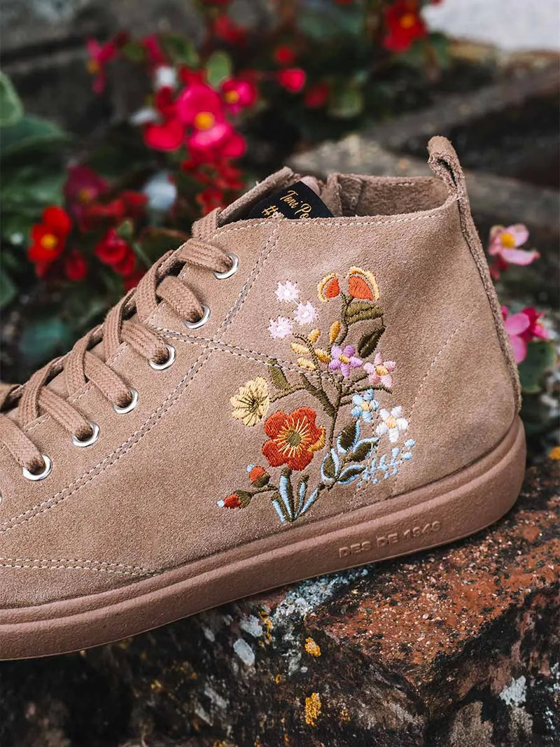 Botines mujer - Botín para mujer en serraje con bordado floral | ORDIS  - Toni Pons  