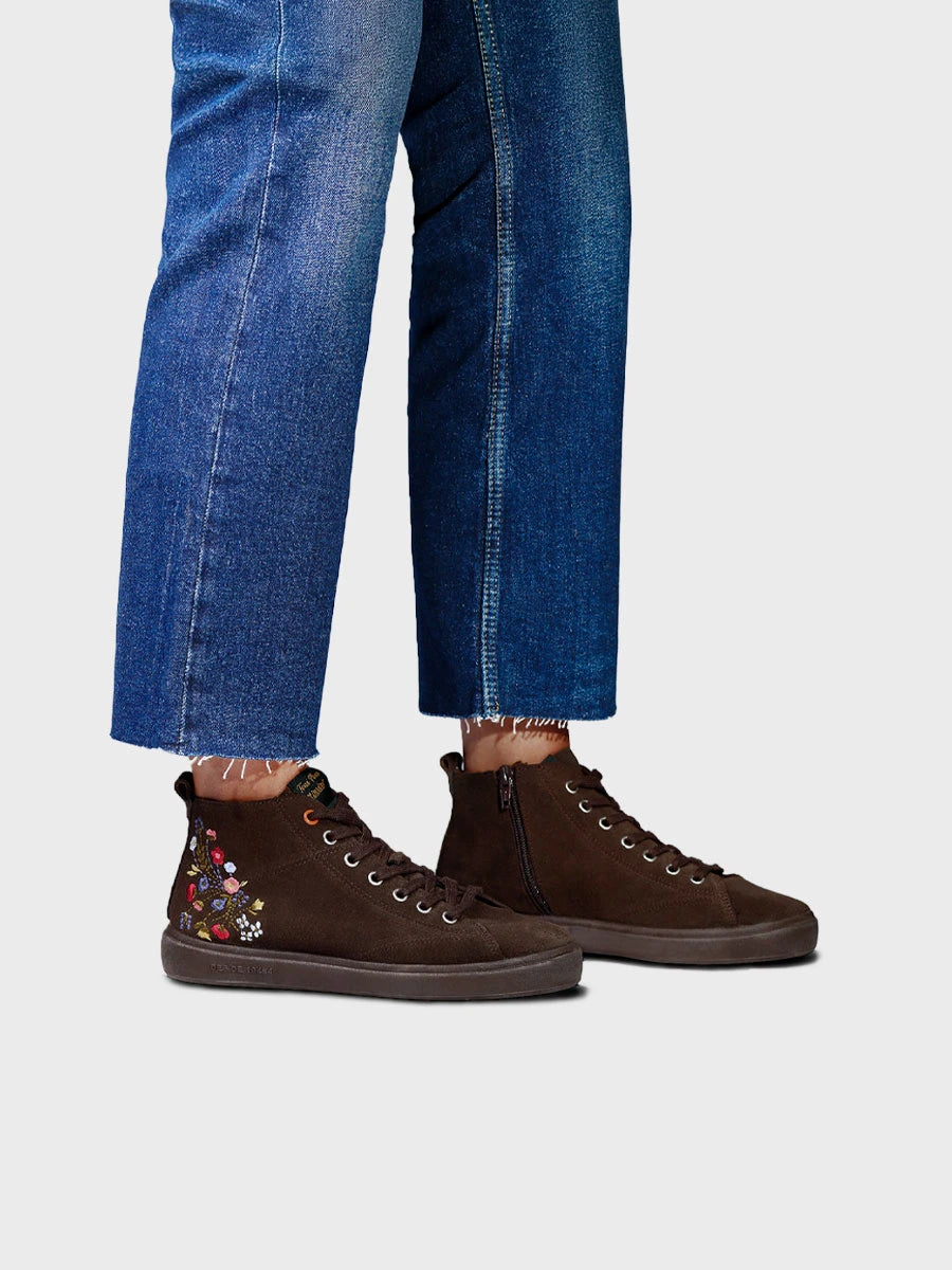 Zapatillas mujer - Botín para mujer en serraje con bordado floral | ORDIS  - Toni Pons  