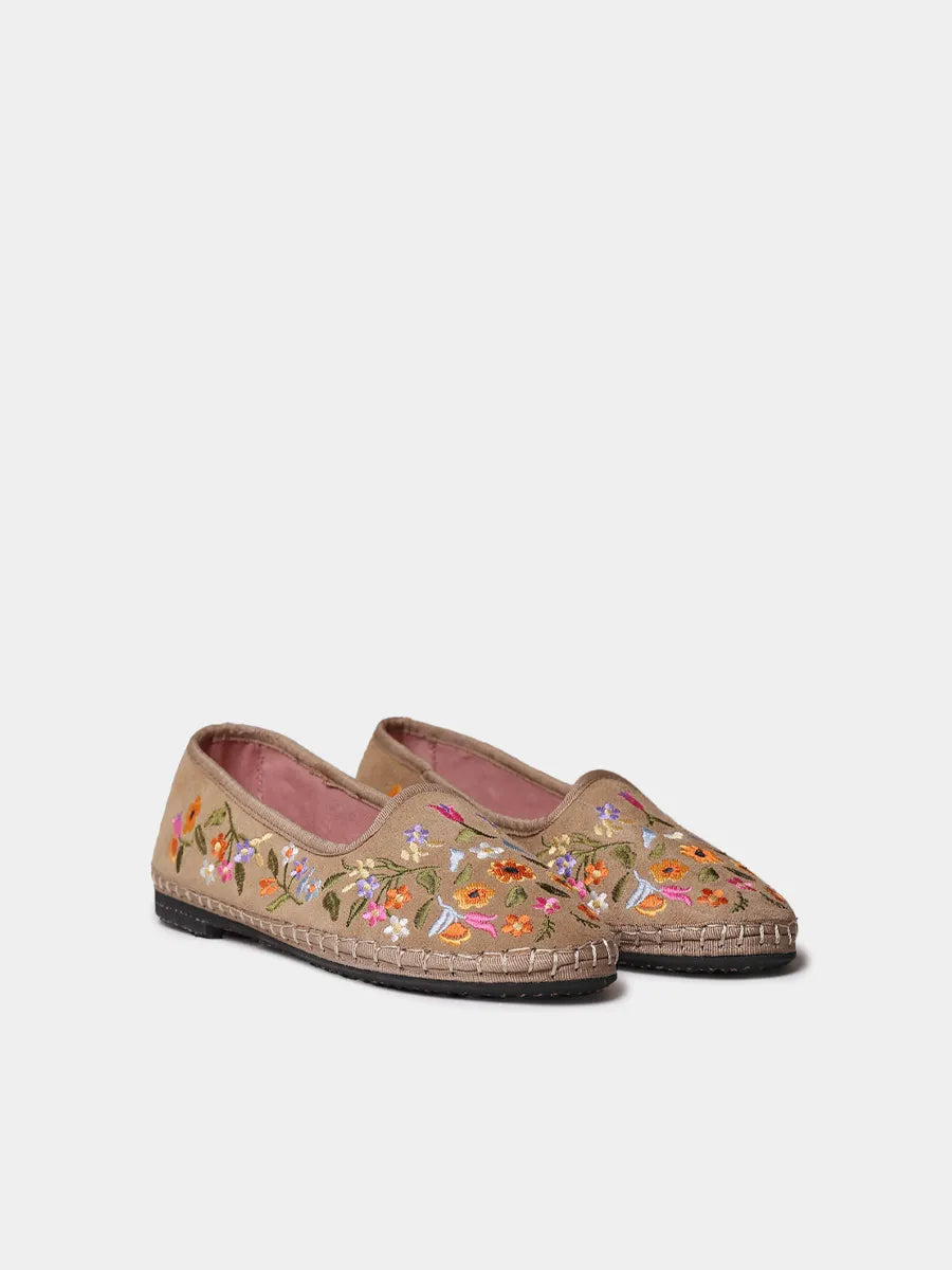 Zapatos mujer - Bailarina de mujer en serraje con flores bordadas | PERALADA  - Toni Pons  