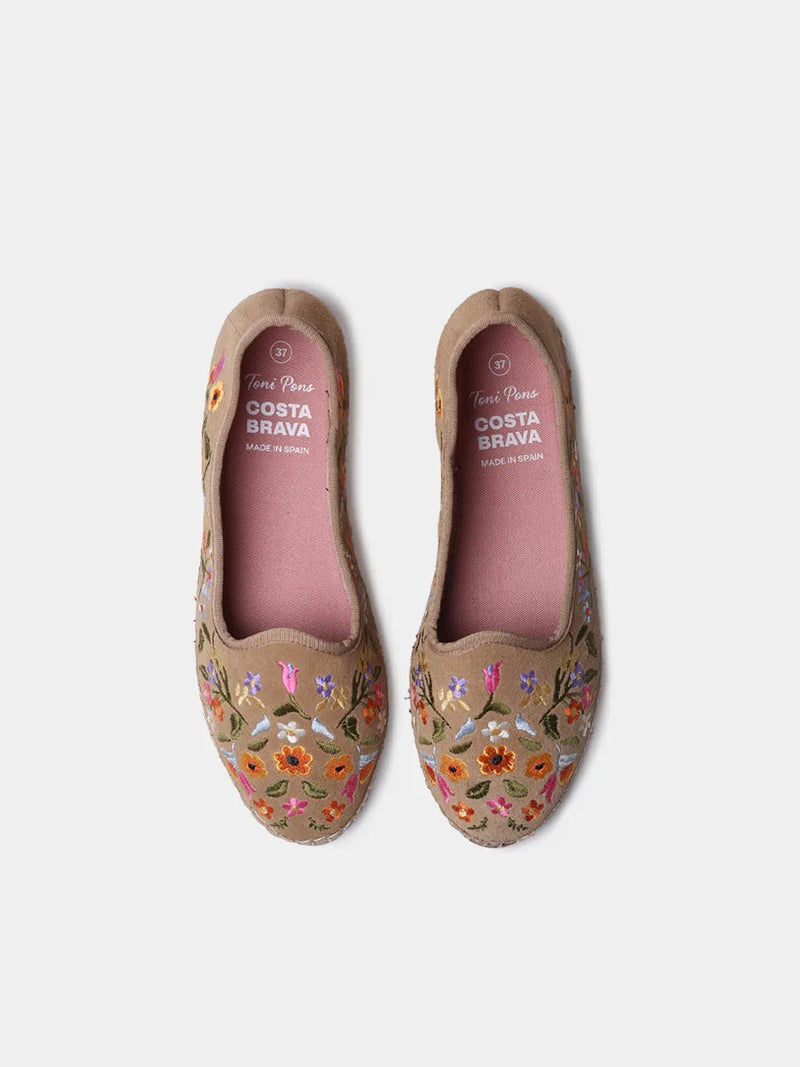 Zapatos mujer - Bailarina de mujer en serraje con flores bordadas | PERALADA  - Toni Pons  
