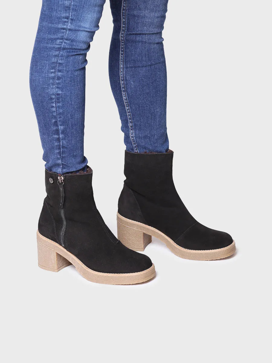 botines mujer - Botín de tacón ancho para mujer en serraje | PERU-SY  - Toni Pons  