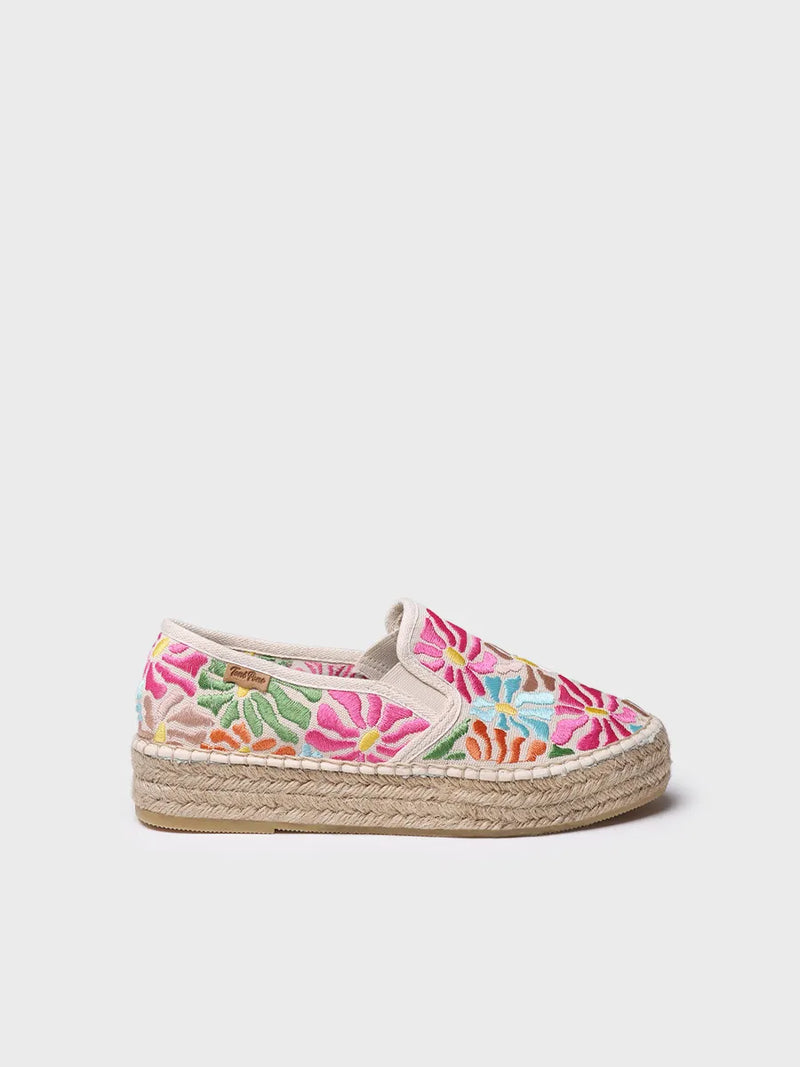 alpargatas mujer - Alpargata cerrada de algodón bordada multicolor | POLA  - Toni Pons  