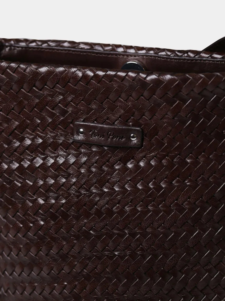 Complementos - Bolso bombonera en cuero trenzado con tira ajustable | SALLY  - Toni Pons  
