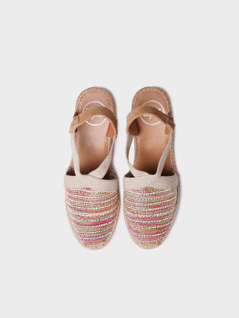 alpargatas mujer - Alpargata de cuña media en tejido multicolor con acabado brillante | TERRA-CL  - Toni Pons  