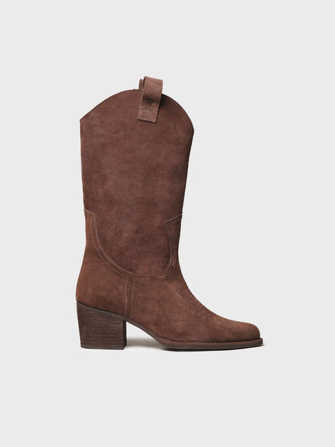 Botines mujer - Bota cowboy alta en serraje para mujer | VITORIA  - Toni Pons  