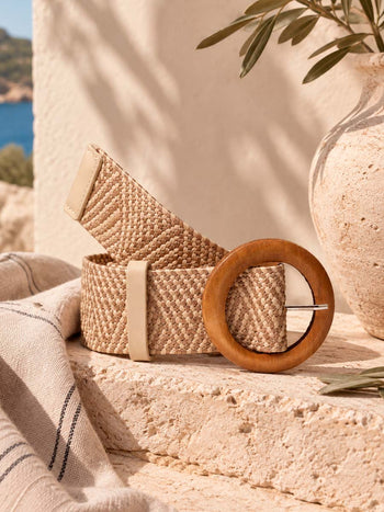 Women's fabric and leather belt | NICA